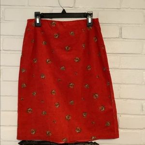 Laura Ashley Skirt Soft corduroy With Bouquet Pattern Size 8 Retro Lined